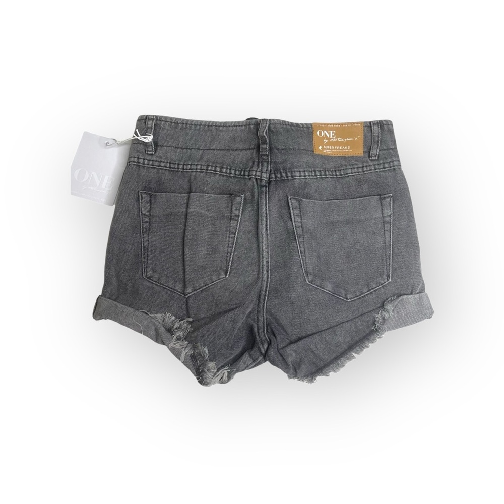 new One Teaspoon ♐︎ Superfreaks Lace Up Distressed Denim Shorts ♐︎ Phantom 24 - Picture 8 of 16